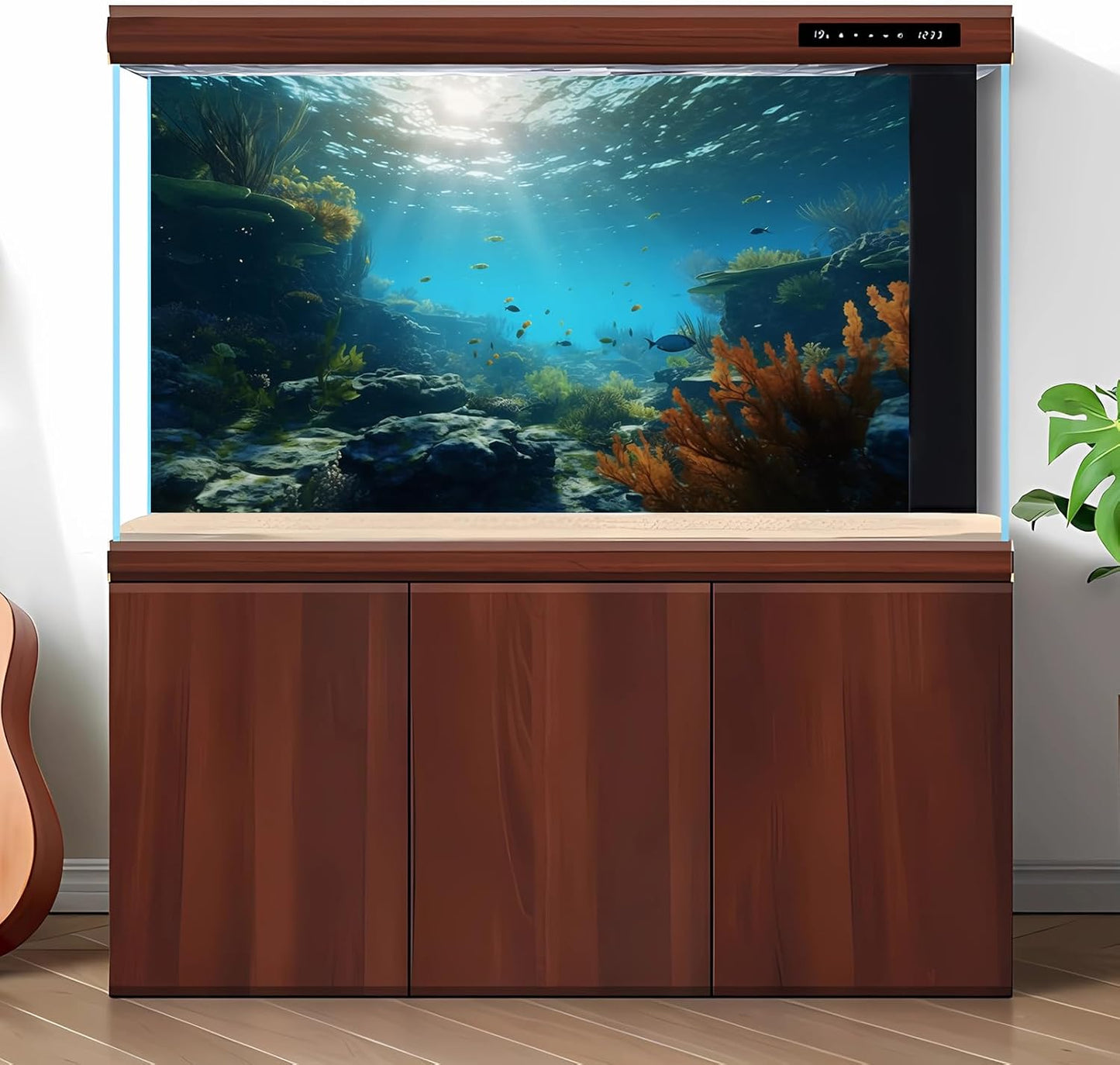 Ocean Floor Fish Tank Background Underwater Rock Aquarium Background Under The Sea Terrarium Backgrounds Aquatic Plants Sunlight Fish Tank Backgrounds Tropical Fish Aquarium Wallpaper 60x24in