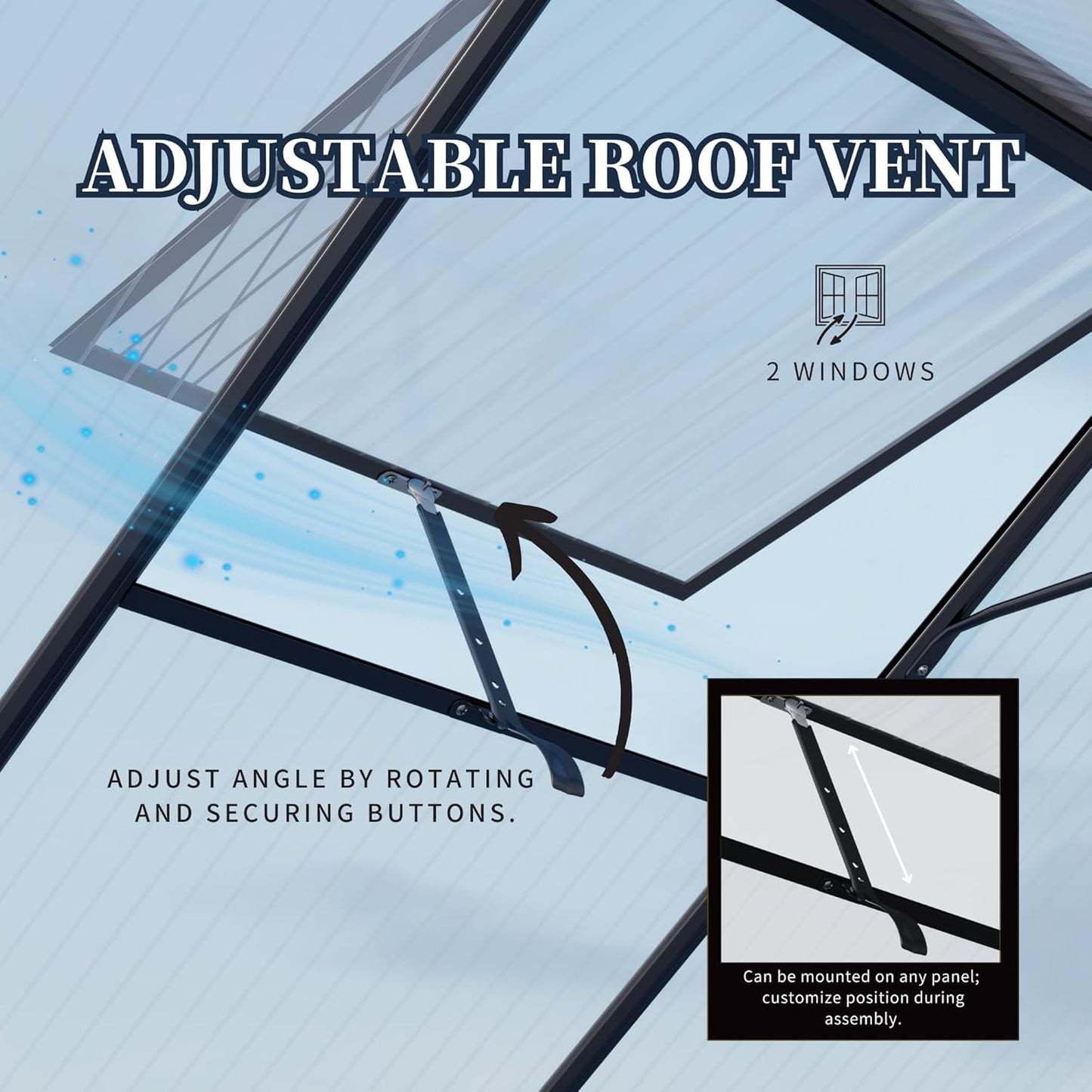 Kingdura 8x12ft Walk-in Greenhouse for Outdoors, Large Polycarbonate Greenhouses with Heavy Duty Aluminum Frame, Adjustable Roof Vent, Lockable Door, UV Protection for Outside Garden Backyard