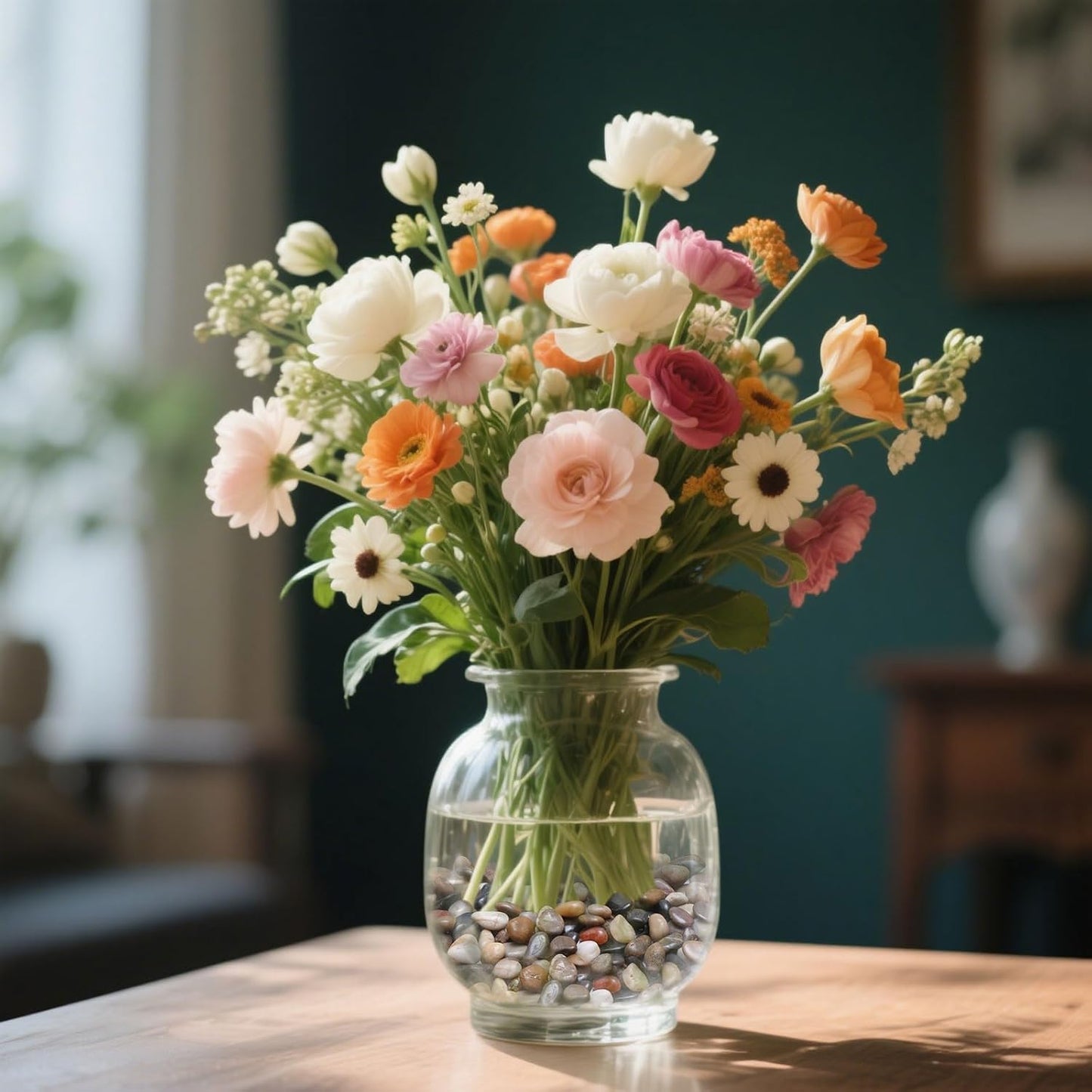 Calofulston 5lb Pebbles, 3/8 Inch Small Pebbles for Indoor Plants, Aquariums, Bamboo, Succulent, Vase, Outdoor Landscaping, Decorative Polished Plant Rocks for Pots Indoor, Mixed Color