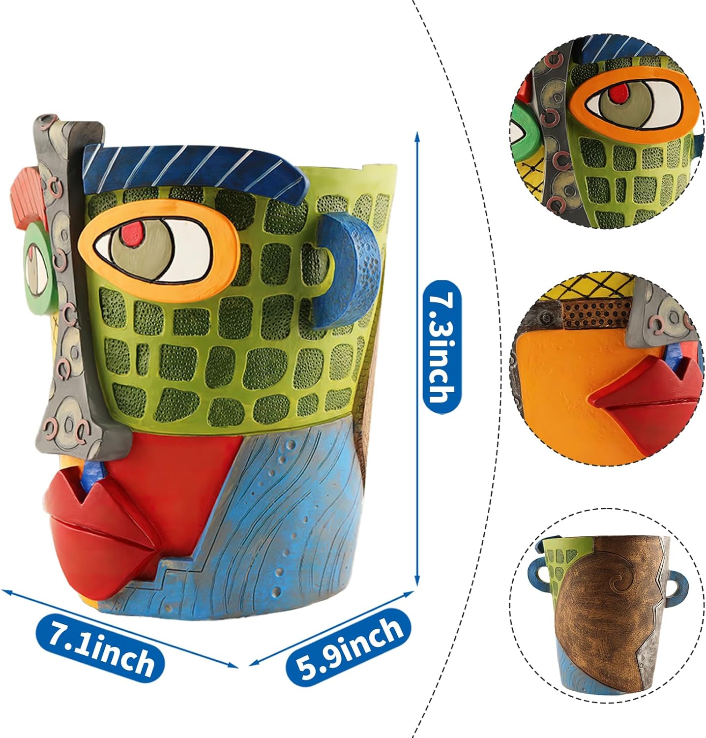 Abstract Face Planters Pots Head,Unique Head Planter for Indoor Plants,Funny Face Flower Pot,Colorful Plant Pots for Outdoor Garden Decor and Home Art Decoration(Modern)