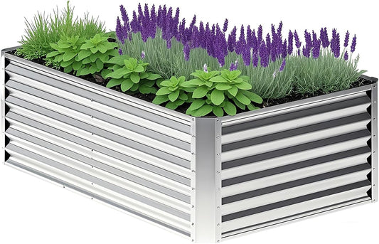 6x3x1ft Rectangle Galvanized Raised Garden Beds kit，Large-Capacity Metal Planter Garden Box Outdoor,Metal Garden Bed for Vegetables，Flower，Fruits，Steel Raised Beds for Backyard Gardening