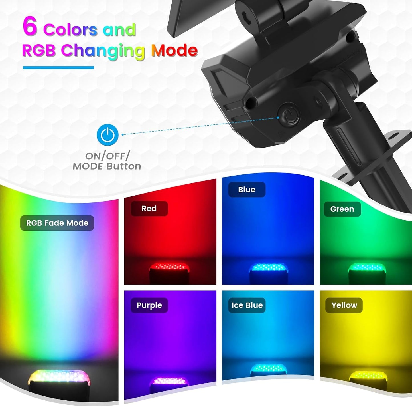 VOLISUN Solar Landscape Spotlights Adjustable Outdoor, Uplights Solar Waterproof IP67, Spot Lights Solar Powered for House,Tree,27 LED with 6 Colors Changing(6 Pack- RGB)