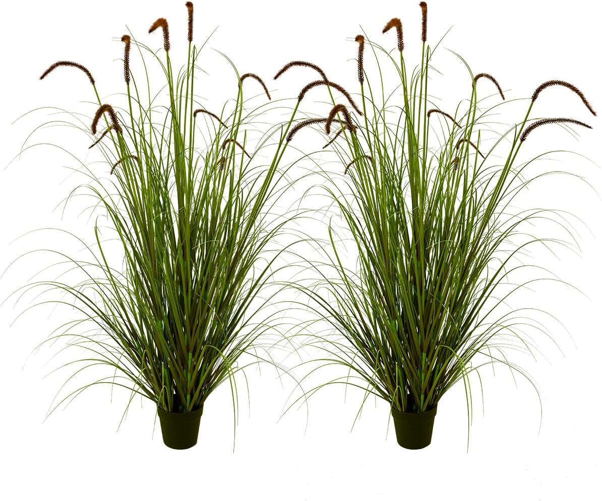 Artificial Plant 5ft(2pack) Tall Artificial Grass Plant,Faux Plants Indoor Home Decorative Artificial Plants & Flowers in Pot Fake Plant, House Plant Indoor