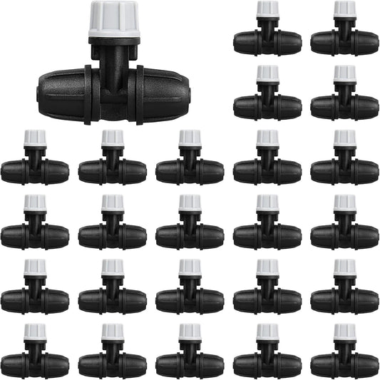 Upgraded Micro Spray Irrigation Drippers, 25 Pieces Three-Way Atomizing Nozzle Fitting for 1/4 Inch Tubing Lock Barbed Drip Line Parts Emitters for Garden Greenhouse Sprinkler Misting System