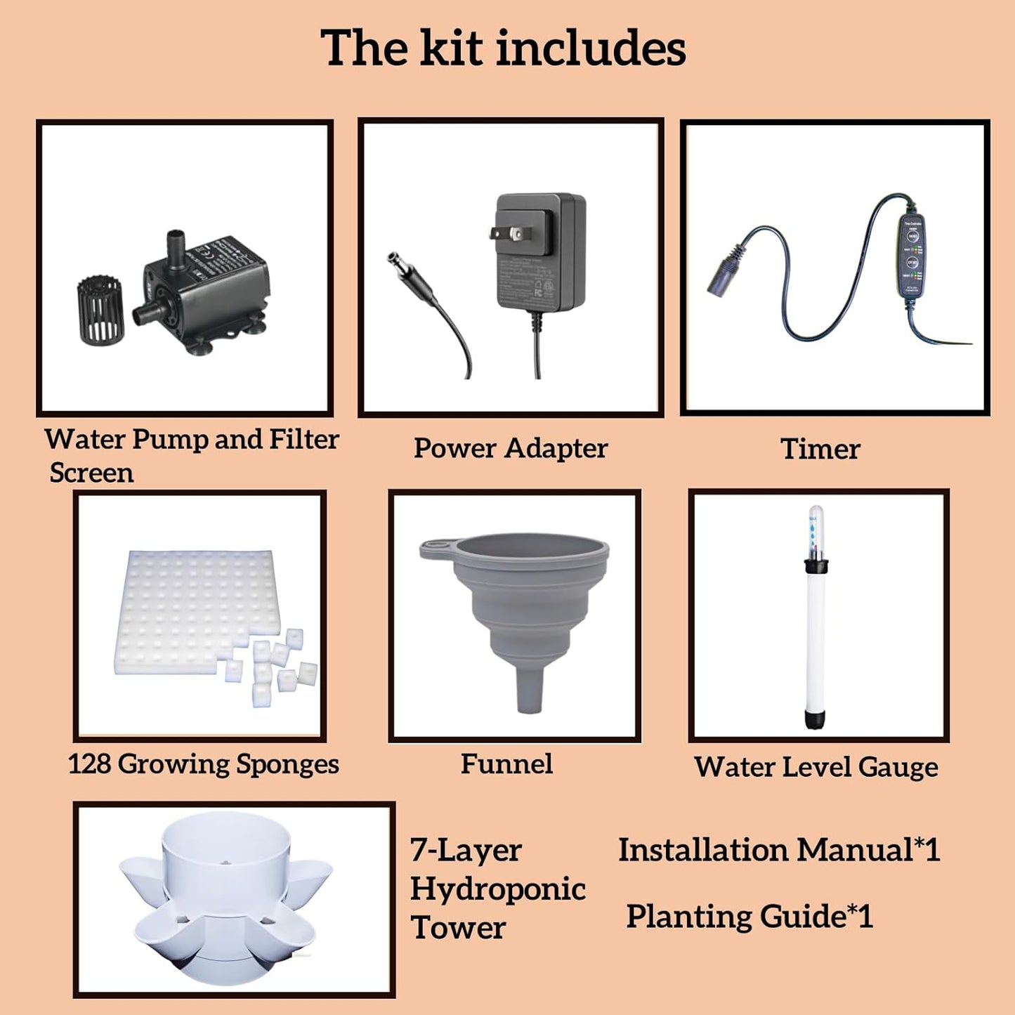 Hydroponic Growing System Kit – Indoor Vertical Hydroponic Garden Tower, 35 Planting Pods，Indoor Herb Garden,Lettuce Vegetables Hydroponic Growing Kit