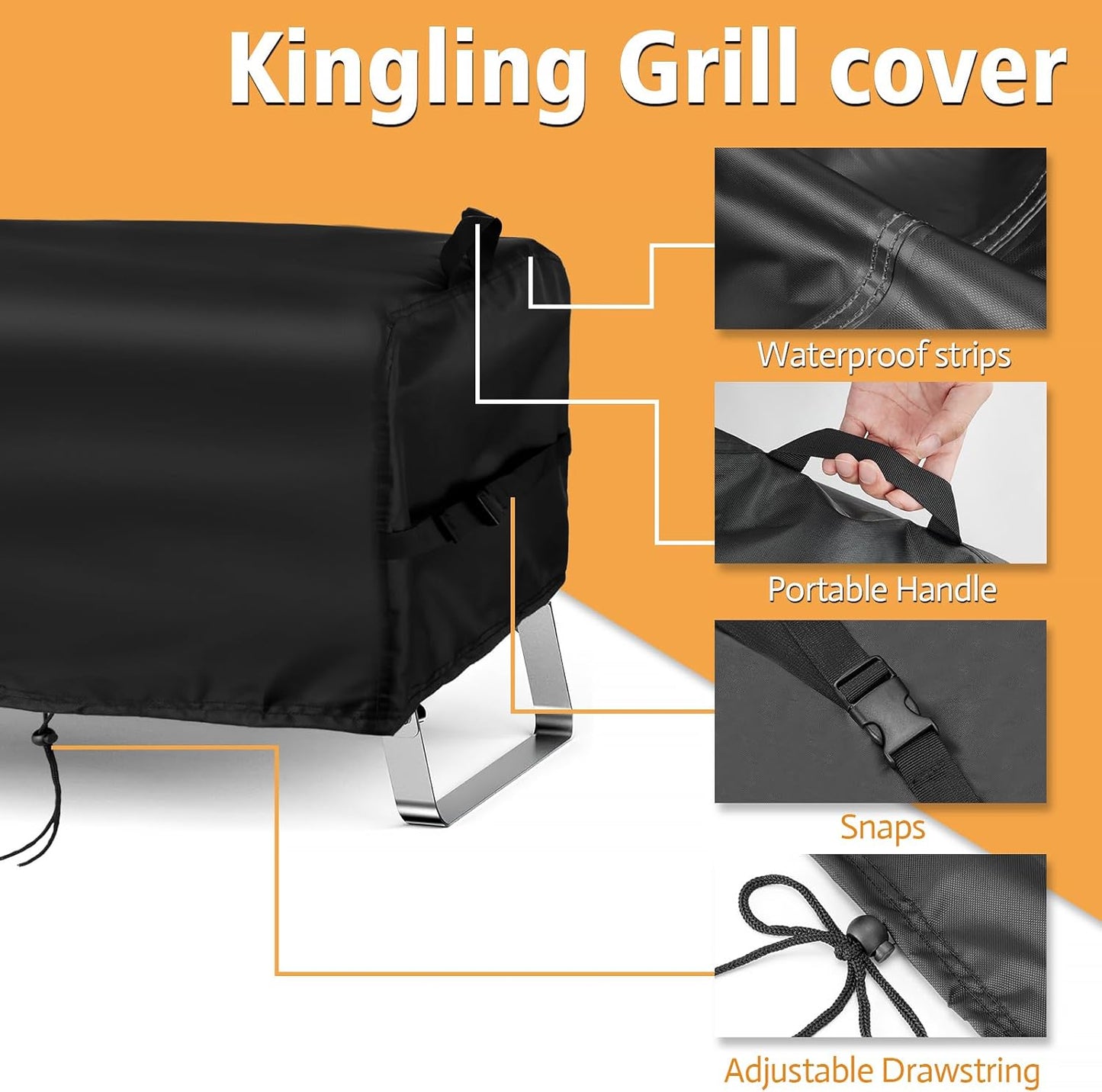 Kingling Grill Cover Fits for NXR 3 Burner Portable Gas Grill, 25 inch Waterproof Outdoor Grill Cover Barbecue Cover (Cover Only) - 25" L x 18" W x 15" H
