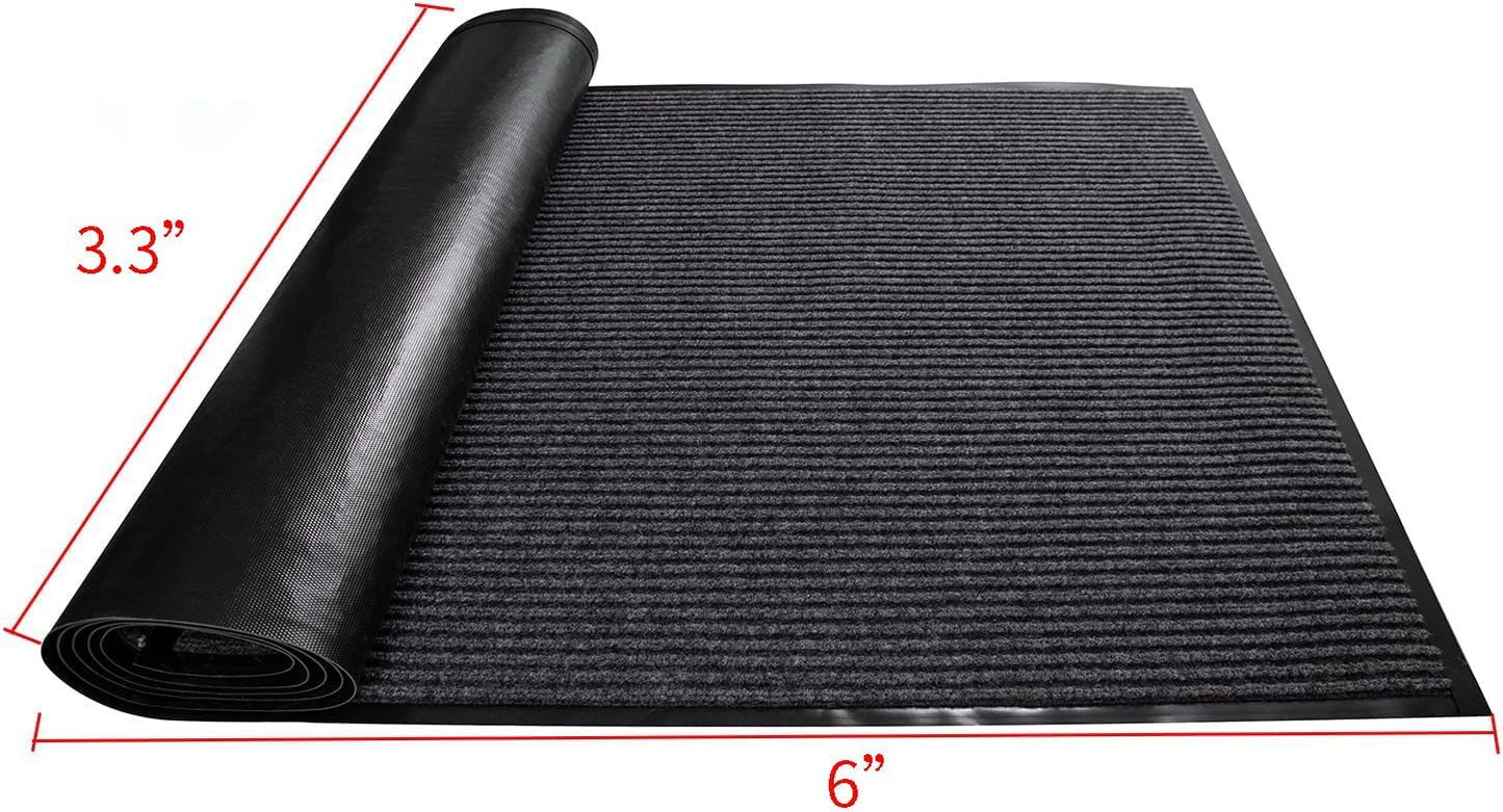 TANYOYO3' X 6' Commercial Grade Door Floor Mat Brush Step Entrance Mat Vinyl Backed Utility Doormat Heavy Duty Floor Rugs Commercial Outdoor Carpet Indoor Entrance Mat，Grey
