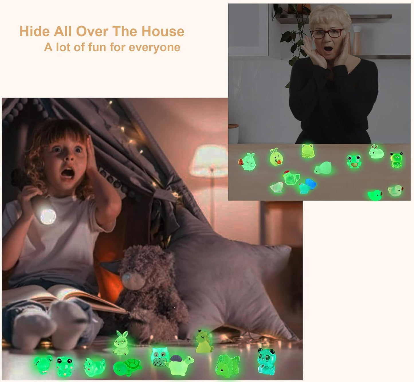 Luminous Mini Resin Animals 100 Pcs Tiny Animals Mini Ducks Owls Tiny Frogs Pandas Dinosaurs Small Birds Elephants Little Rabbits Glow in The Dark Garden Miniatures Fairy Garden Accessories