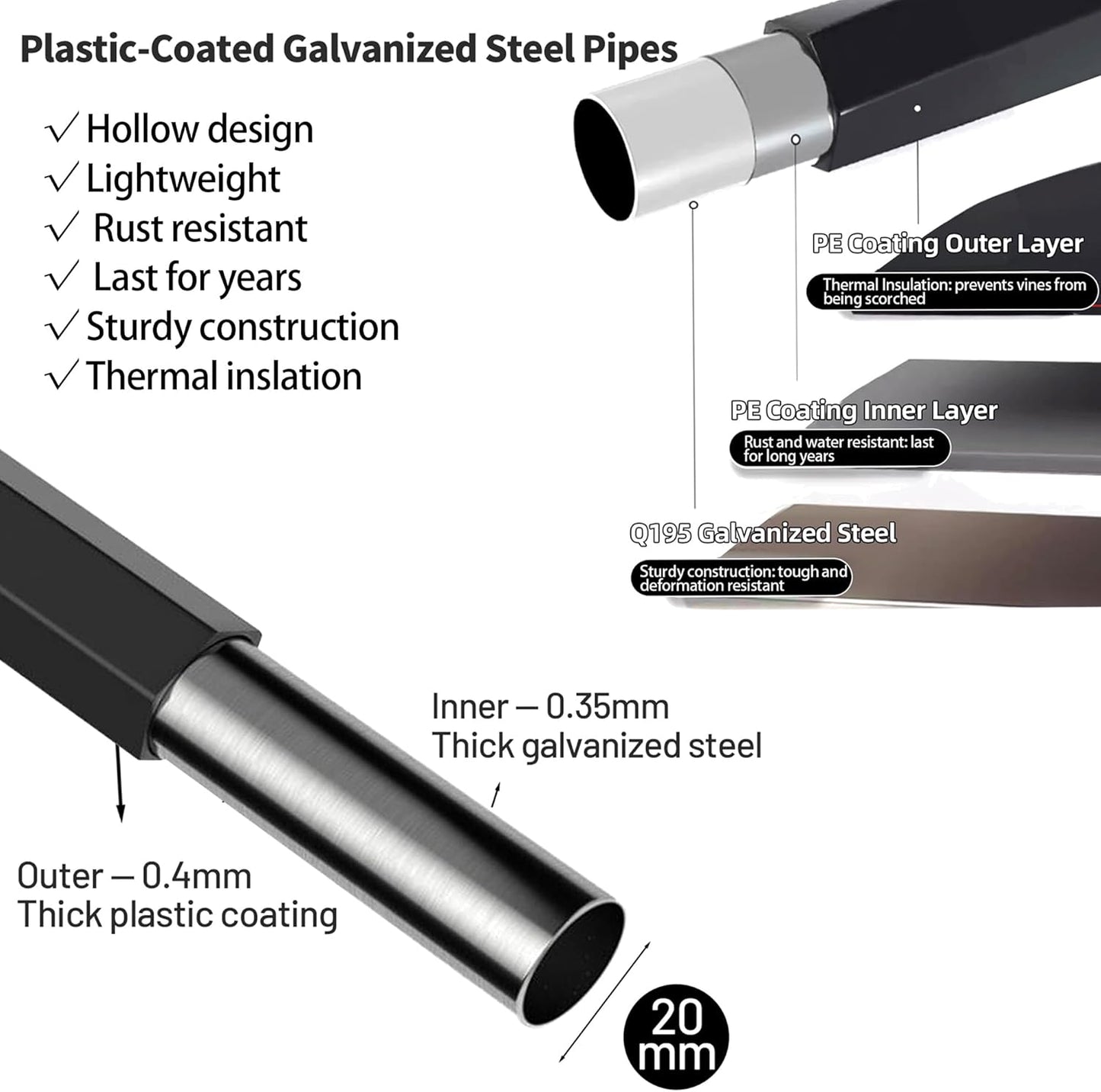 Twira Garden Arch Trellis, 7.9FT(240cm) Metal Garden Arbor Trellis for Climbing Plants Outdoor, Large Wedding Arch for Ceremony, Black Garden Archway Trellises Decoration for Lawn, Patio, Backyard