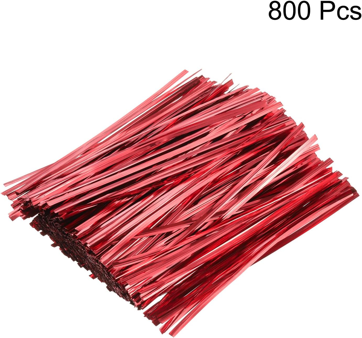 HARFINGTON 800pcs Bag Twist Ties 6" Reusable Plastic Metallic Twist Ties Wire Cable Ties for Party Bread Candy Cake, Red