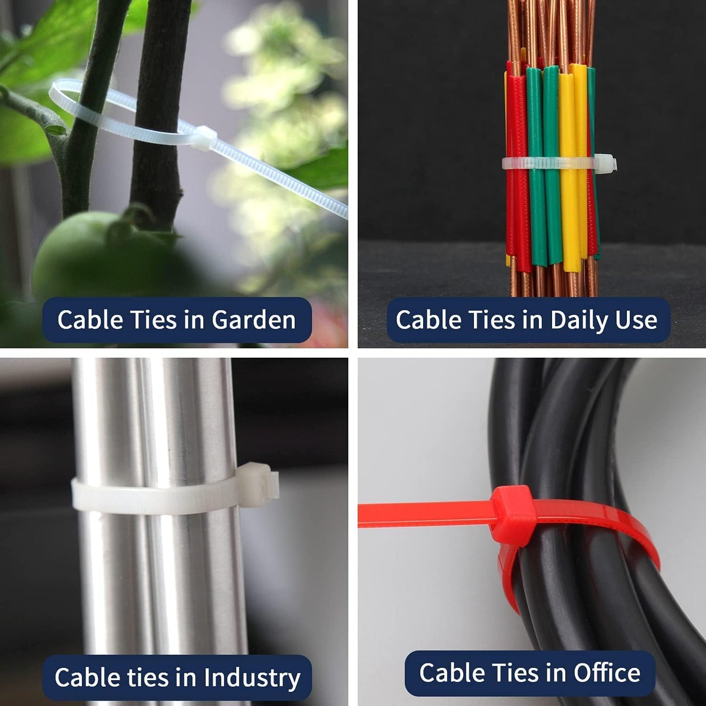 XINGO 1000 PCS Gold Zip Ties 8 Inch, 60 LBS Tensile Strength, Self-Locking Nylon Plastic Nylon PA66 Wire Ties for Indoor and Outdoor Use