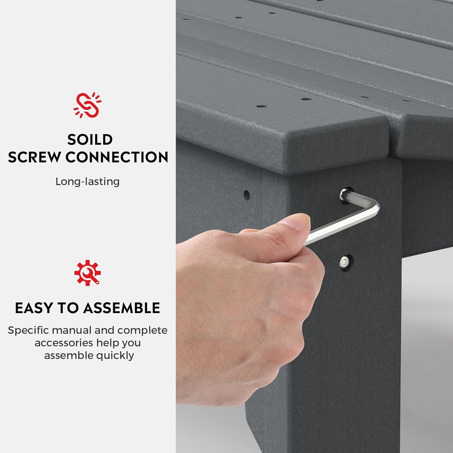 Outdoor Benches Weatherproof, All Weather Resistant Park Bench Poly Lumber Backless Garden Bench Seat for Entryway Front Porch, Gray