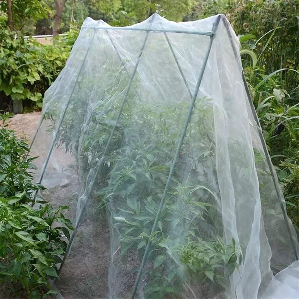 Agfabric Garden Netting 9.8X 49.2 FT Insect Pest Barrier Bird Netting for Garden Protection,Row Cover Mesh Netting for Vegetables Fruit Trees and Plants,White