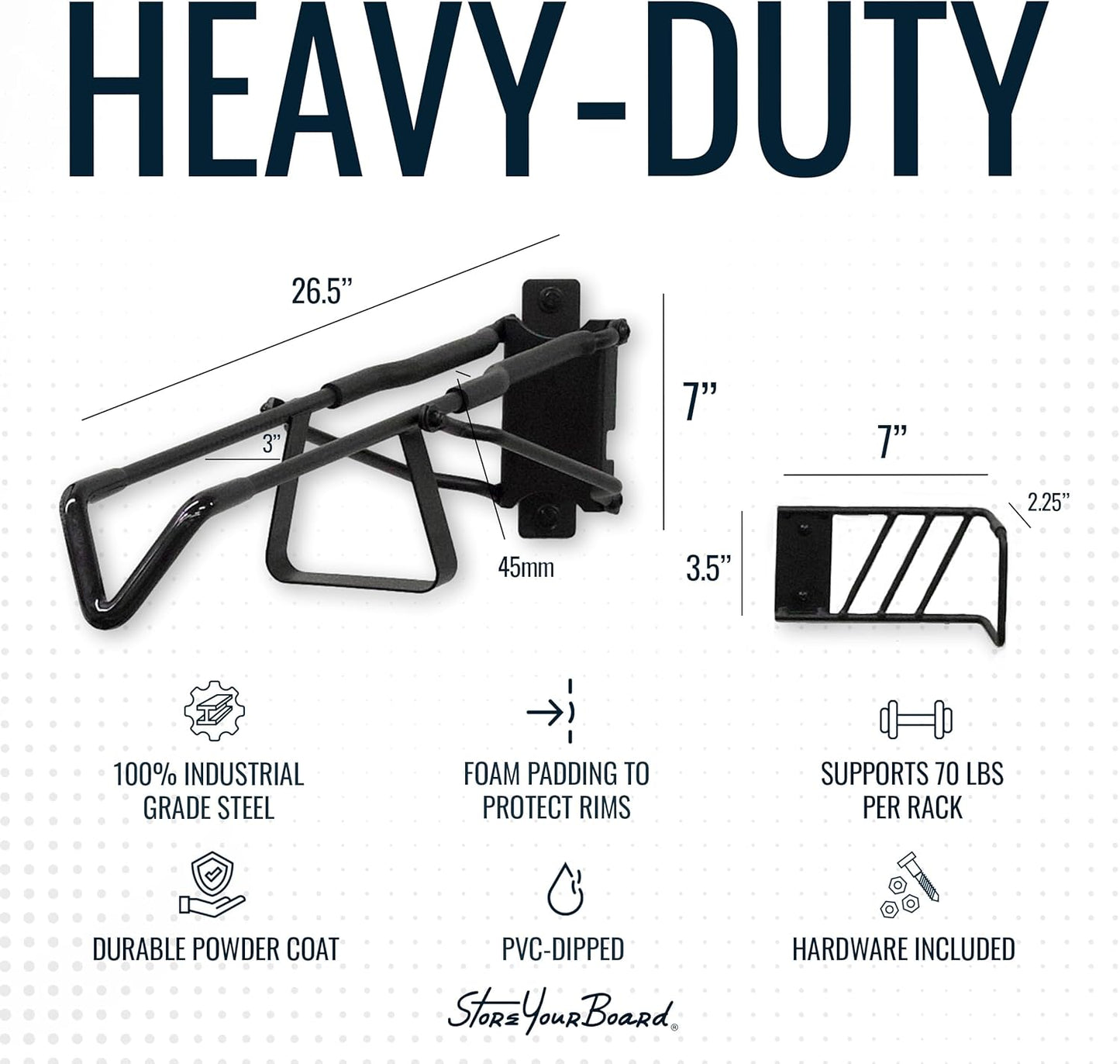 StoreYourBoard SwivelStow Road & Gravel Bike Storage – Heavy Duty Bike Hanger, No-Lift Bike Wall Mount for Garage Bike Storage, Holds 70 lbs, Patent-Pending