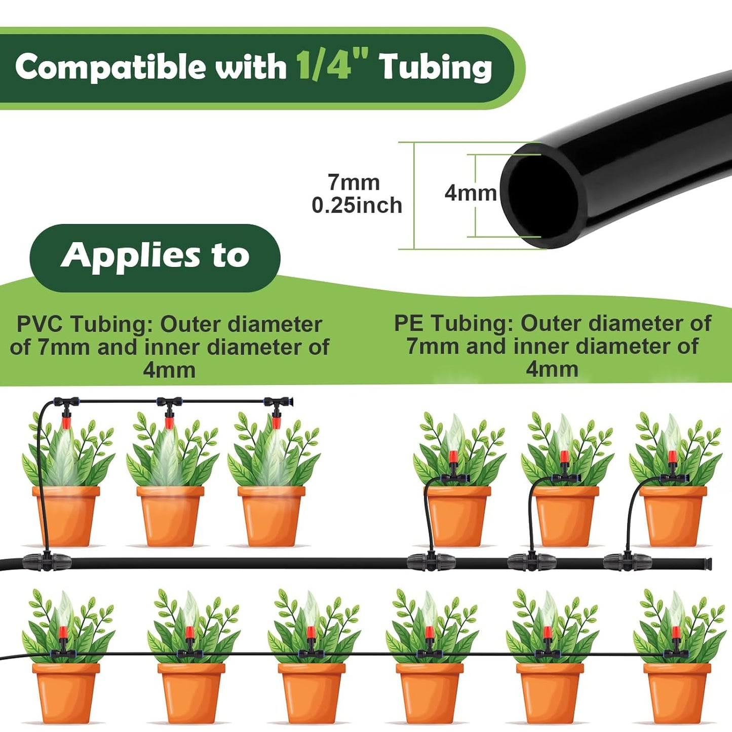20PCS Adjustable Drip Irrigation Emitters(Mist)Kit-Quick Connect for 1/4" Tubing, Water-Saving, Dual Adjustment System-Easy to Install Drippers for Precise Garden Watering of Vegetables,Shrubs&Flowers
