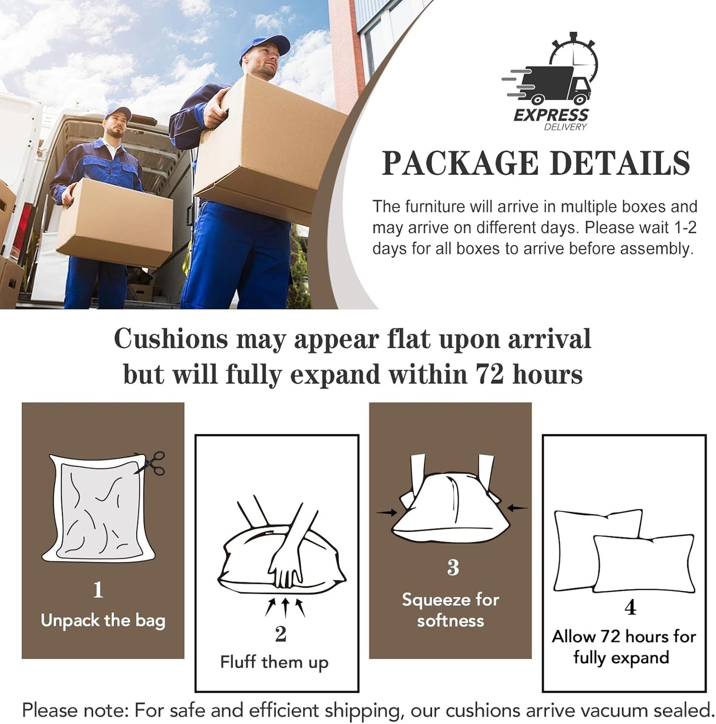 EAGLE PEAK Natural Wood Outdoor Patio Furniture, Cedar Furniture, Conversation Set, Outdoor Seating for Deck Patio Porch, Sofa 2 Chairs & Coffee Table, 4 Pieces, Brown/Beige