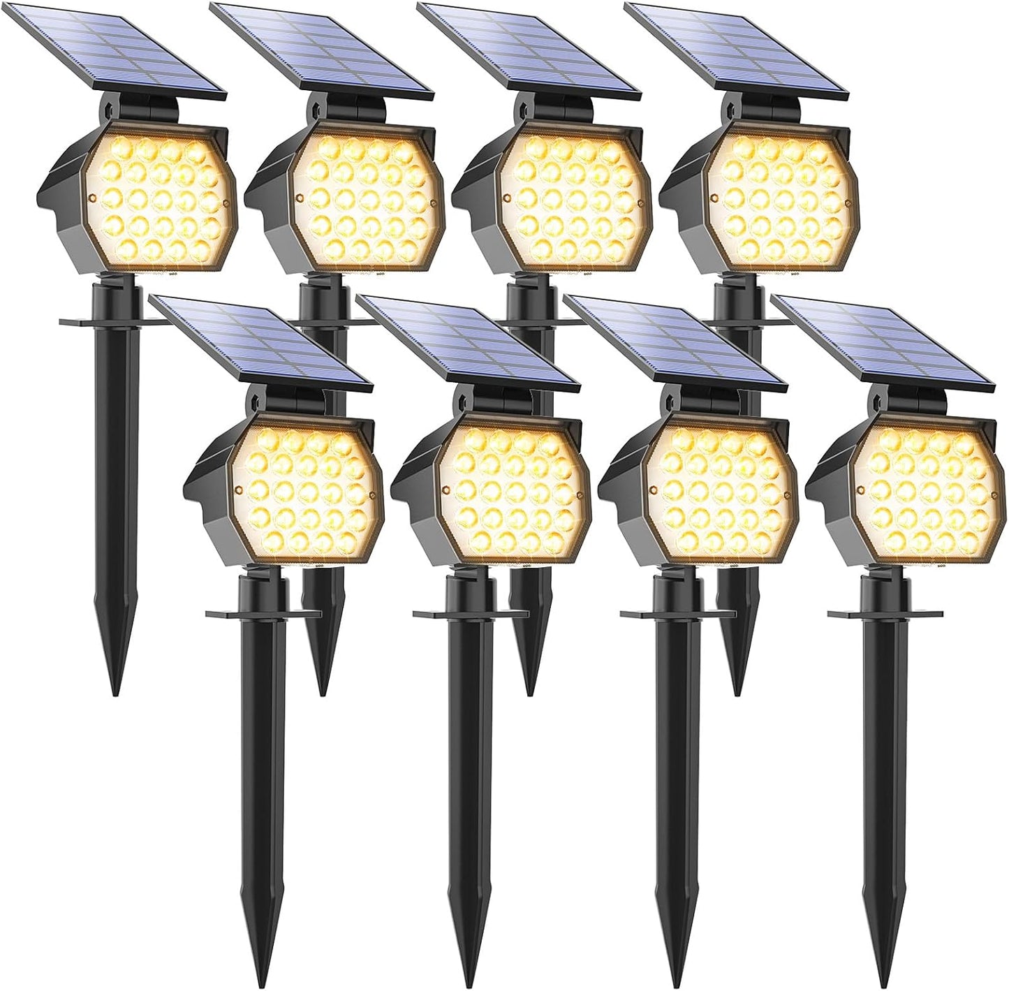 APONUO Solar Spot Lights Outdoor Waterproof 8 Pack IP67,23 LED 3 Lighting Modes Solar Landscape Lights Outdoor for Yard Garden Pathway(Warm White)