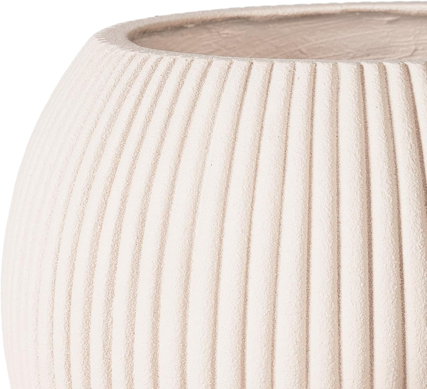 16 Inch Handmade Outdoor Planter - Classic Striped Design | Fiberglass & Composite Material | Durable for Commercial & Home Decor