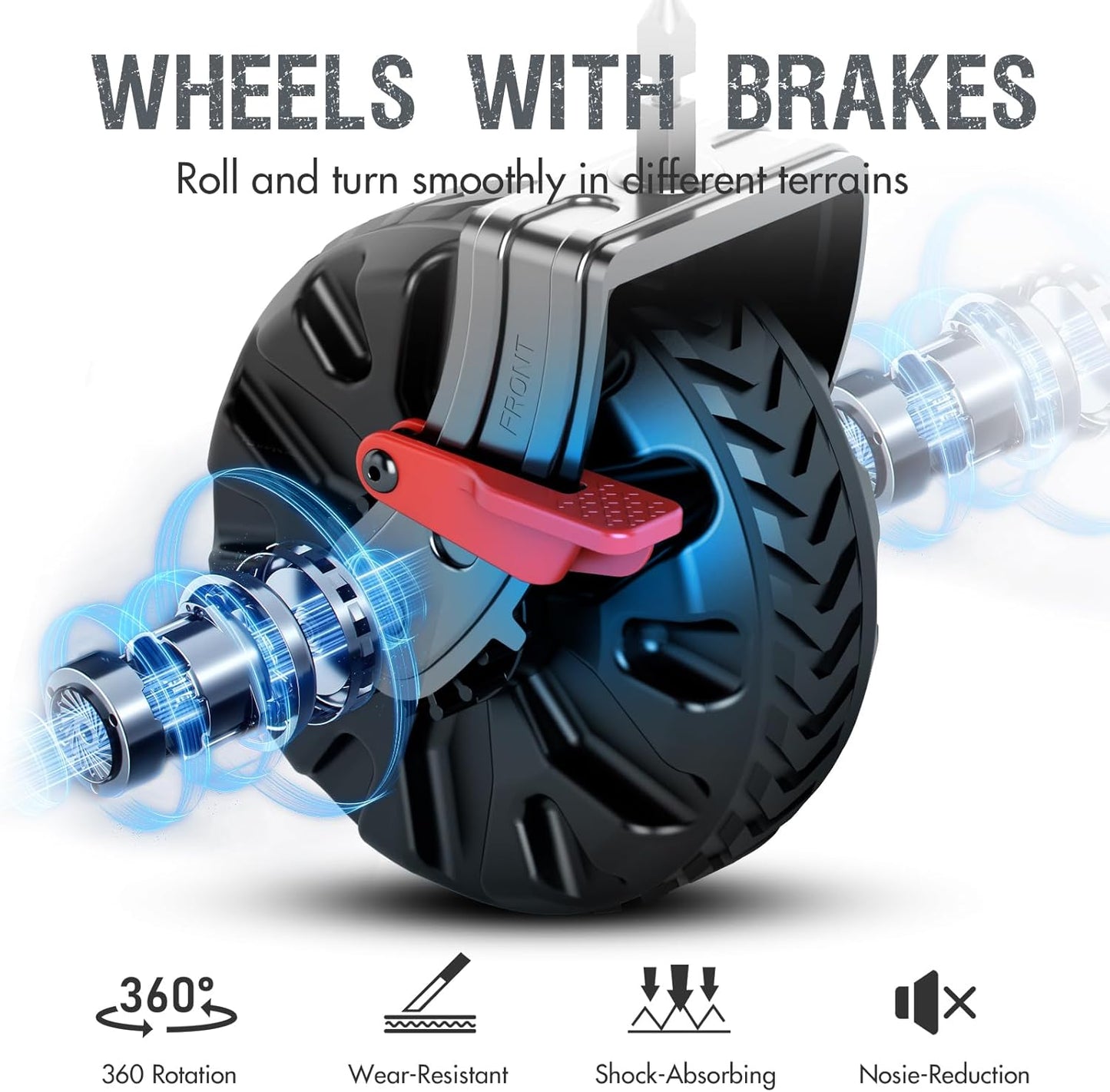 PORTAL Collapsible Wagon with Brakes, Heavy Duty Utility Cart with All-Terrain Wheels, Portable Folding Wagons for Camping, Beach, Garden, Shopping, and Groceries