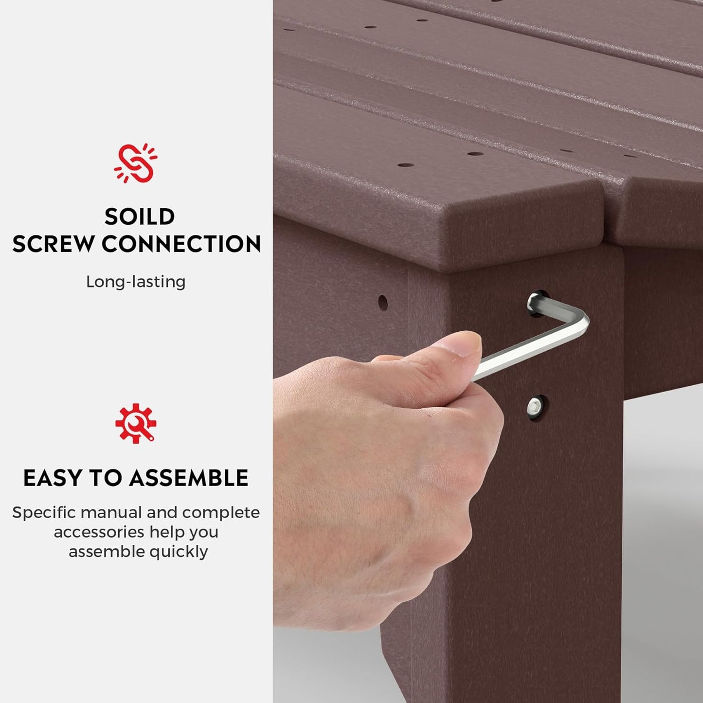 Outdoor Benches Weatherproof, All Weather Resistant Park Bench Poly Lumber Backless Garden Bench Seat for Entryway Front Porch, Dark Brown