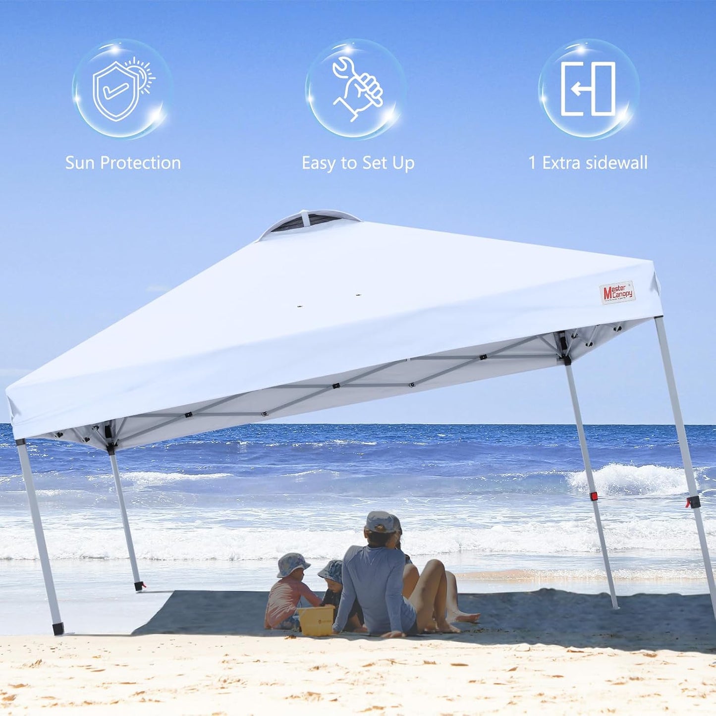 MASTERCANOPY Durable Pop-up Canopy Tent with 1 Sidewall (10'x10',White)