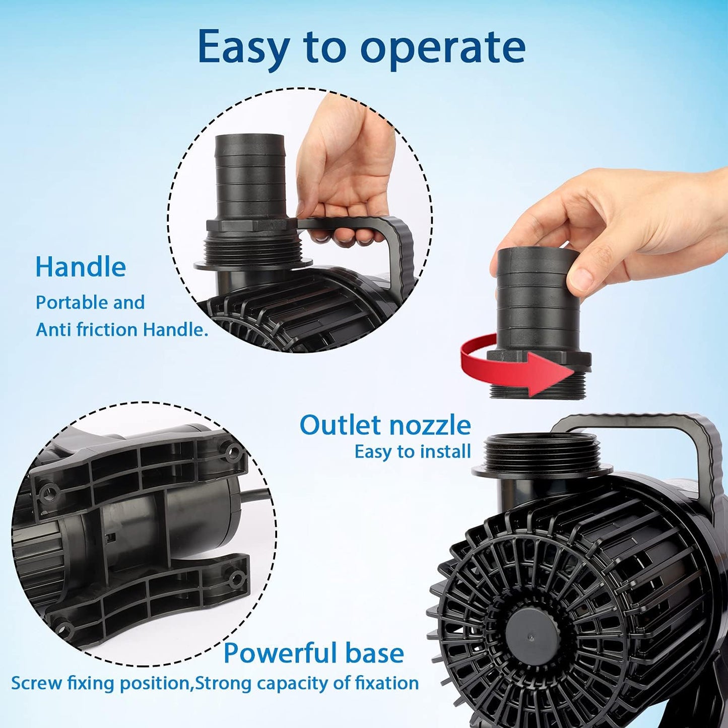 WaterRebirth (4900GPH-250W,UL listed) High Flow Submersible Large Fountain Submersible Water Pond Sump Pump Aquarium Electric Waterfall Pump Outdoor PS-4900