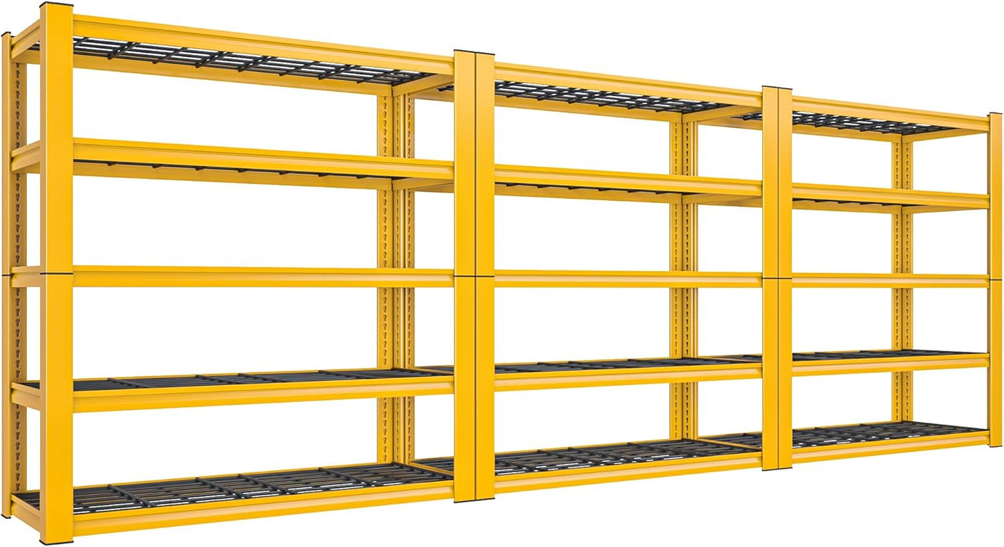 REIBII 72''H Garage Shelving 3010 LBS Storage Shelves Adjustable Metal Shelving 5 Tier Metal Shelves for Storage Industrial Shelf for Kitchen Pantry Warehouse Basement 72" HX35.5 WX16 D, 3 Pack