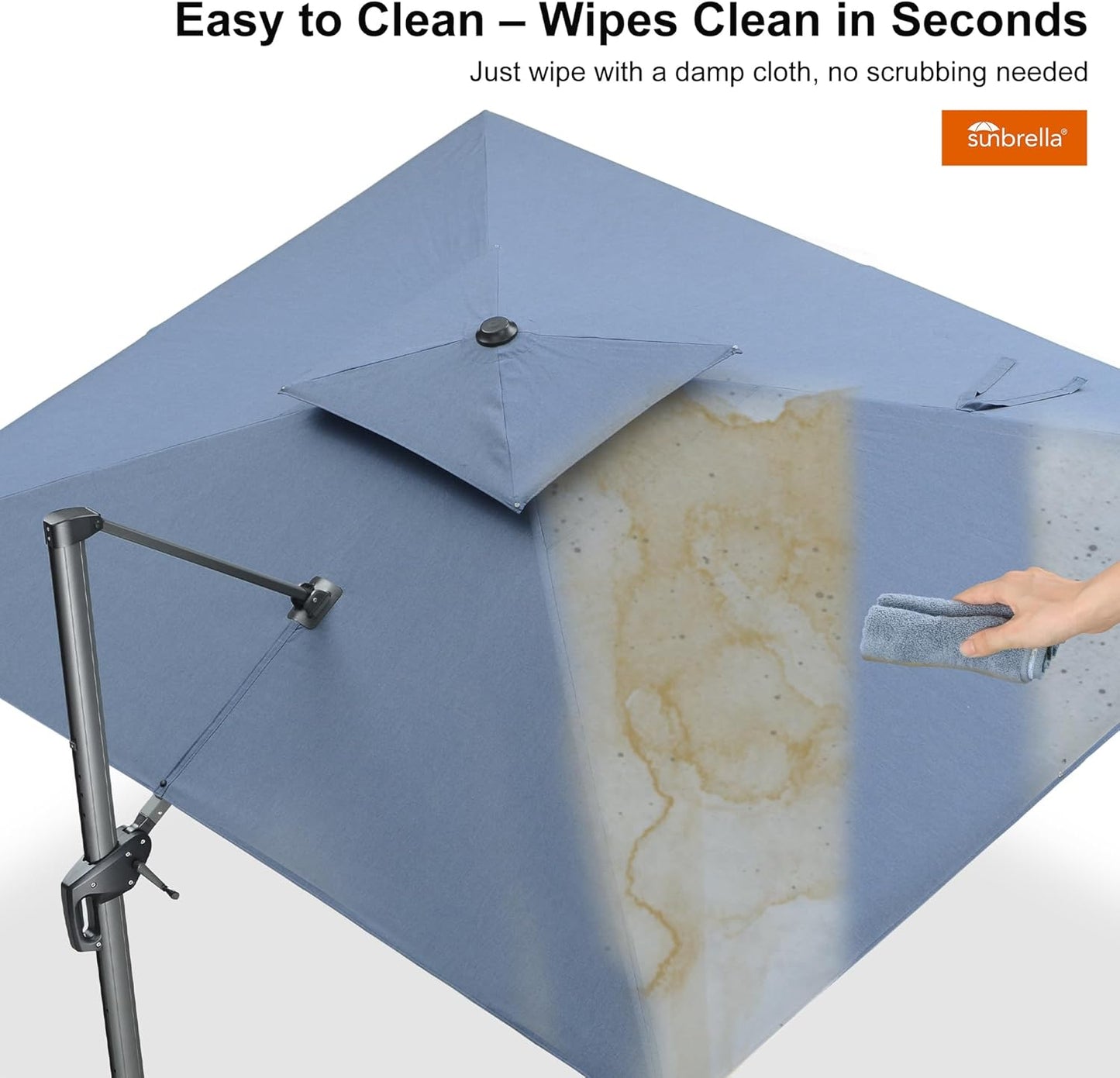 PURPLE LEAF Cantilever Umbrella 10FT Outdoor Double Top Large Offset Hanging 360° Rotation Heavy Duty Square Umbrella for Garden Patio Deck Pool Backyard Spectrum Denim