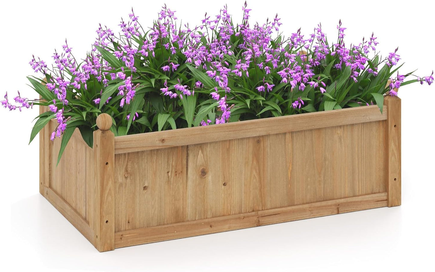 HAPPYGRILL Wood Raised Garden Bed, 46” x 24” x 16” Rectangular Flower Box w/Drainage Holes for Growing Vegetables, Flowers, Herbs, Outdoor Planter Box for Backyard Garden Lawn