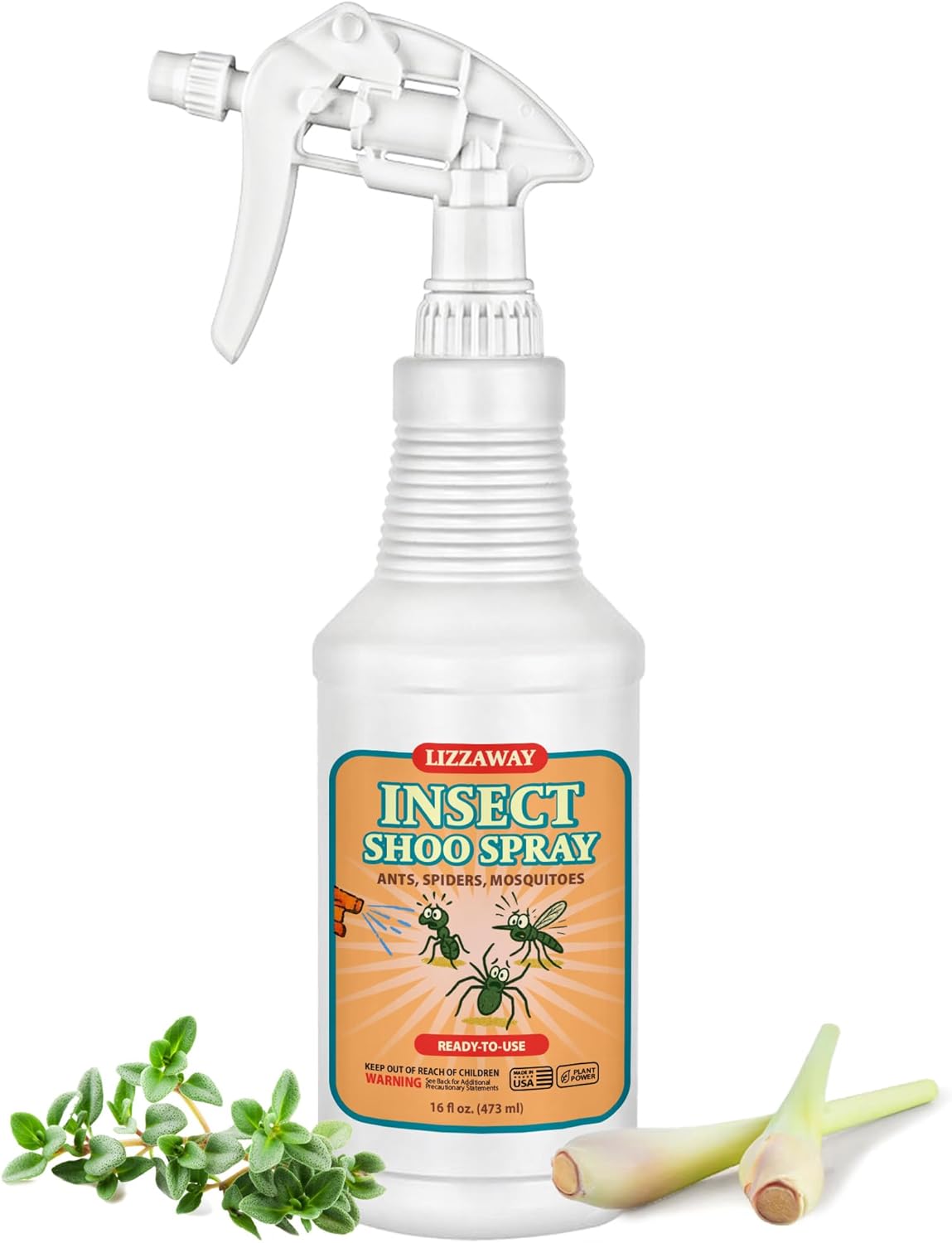 Insect Shoo Spray - Insect Repellent Spray - Pet and Kid Safe Ant, Mosquito, and Spider Repellent for Indoor/Outdoor Use - Lemongrass, Thyme, Geraniol Powered Bug Control for Home