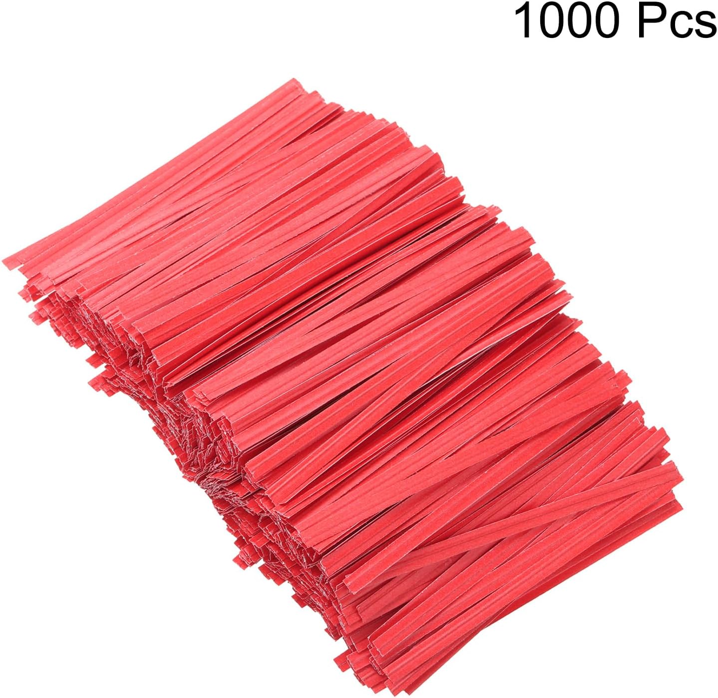 HARFINGTON 1000pcs Bag Twist Ties 3.5" Reusable Kraft Paper Twist Ties Wire Cable Ties for Party Bread Candy Cake, Red