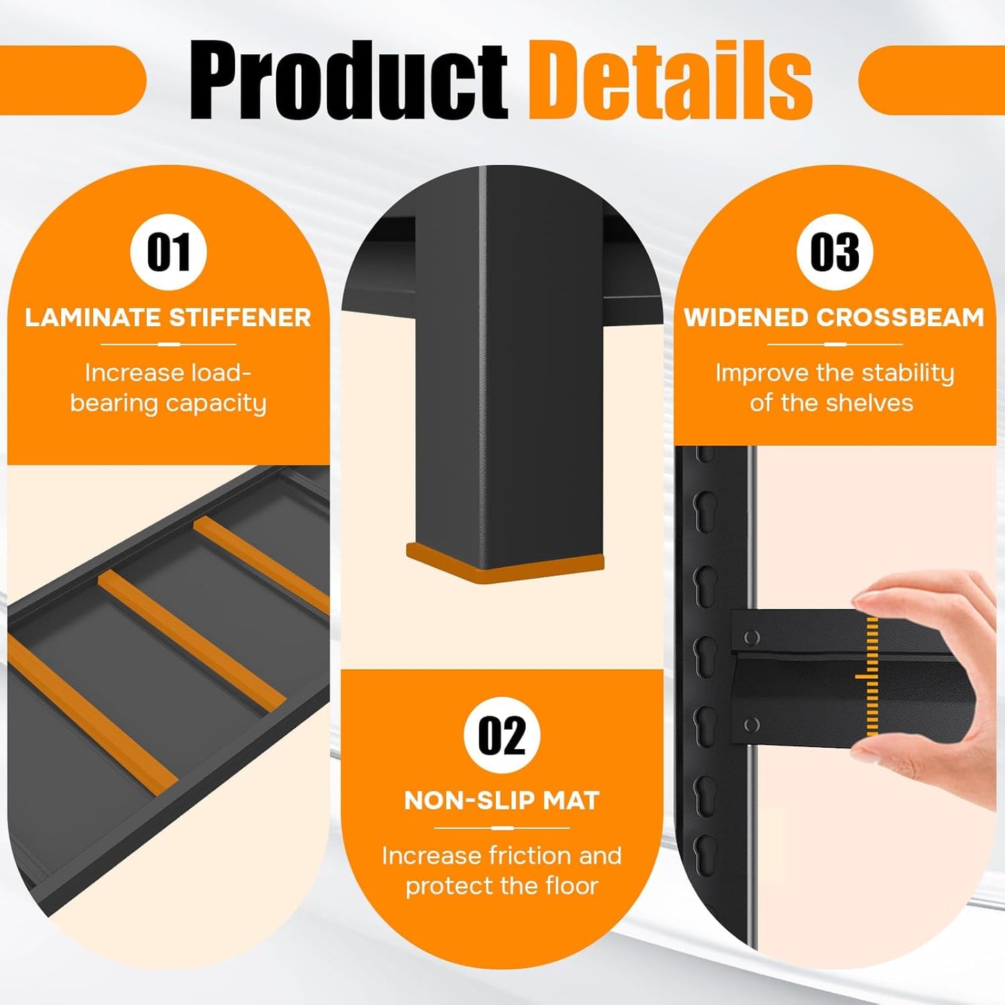 82''H Garage Shelving Heavy Duty Garage Storage Shelves, 3600 LBS Adjustable 6 Tier Industrial Shelving Unit, Metal Utility Shelf for Basement, Warehouse and Workshop (82''Hx40''Wx20''D, Black)