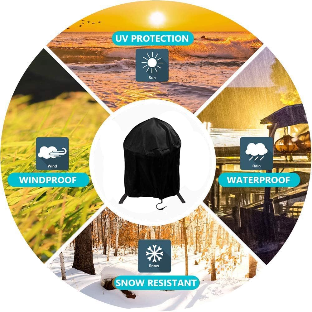 Round Fire Pit Cover, 22 Inches Diameter, 22 x 40 inch Waterproof Firepit Covers, for Patio Fire Pit, Full Coverage Dustproof Anti UV Outdoor Fire Pit Cover