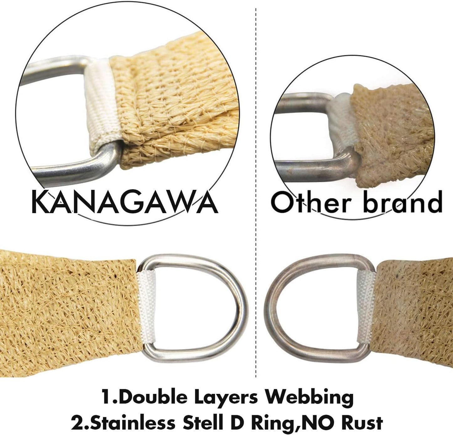 KANAGAWA 20'X20' Sand Custom Size Sun Shade Sail Square UV Block Canopy Cover for Patio Backyard Lawn Garden Outdoor (Customized Available)