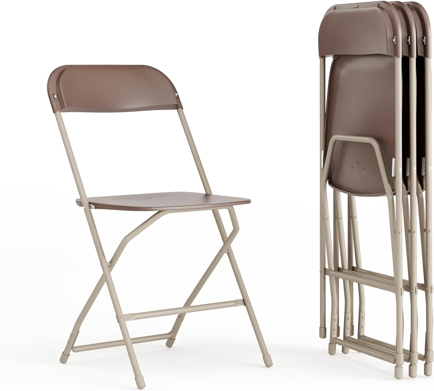 Flash Furniture Hercules Series Plastic Folding Chair - Brown - 4 Pack 650LB Weight Capacity Comfortable Event Chair-Lightweight Folding Chair