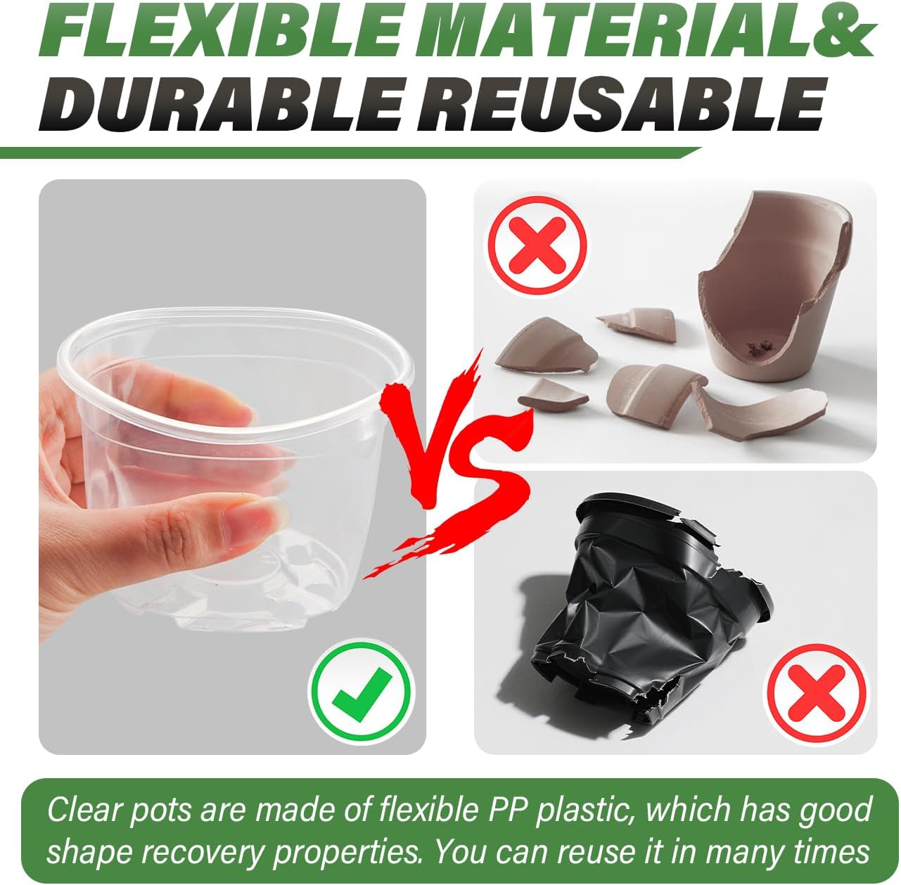 Clear Seedling pots 100-Pack 3.2 Inches Round for Seeds Starter Pots, Seeds Germination Transparent Clean Pots with Drainage Holes(100 Pcs, 3.14Inch)