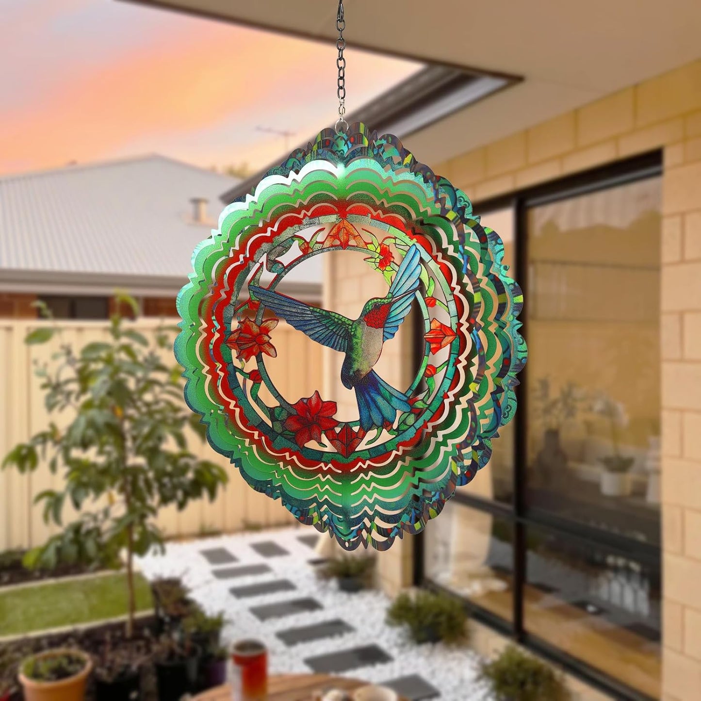 Wind Spinners Outdoor Hummingbird - Birthday Gifts for Women Mom Wife, Hanging Wind Sculptures Wind Spinners, 12 inch 3D Wind Spinner for Garden Decor for Outside, Garden, Patio, Yard, Outdoor