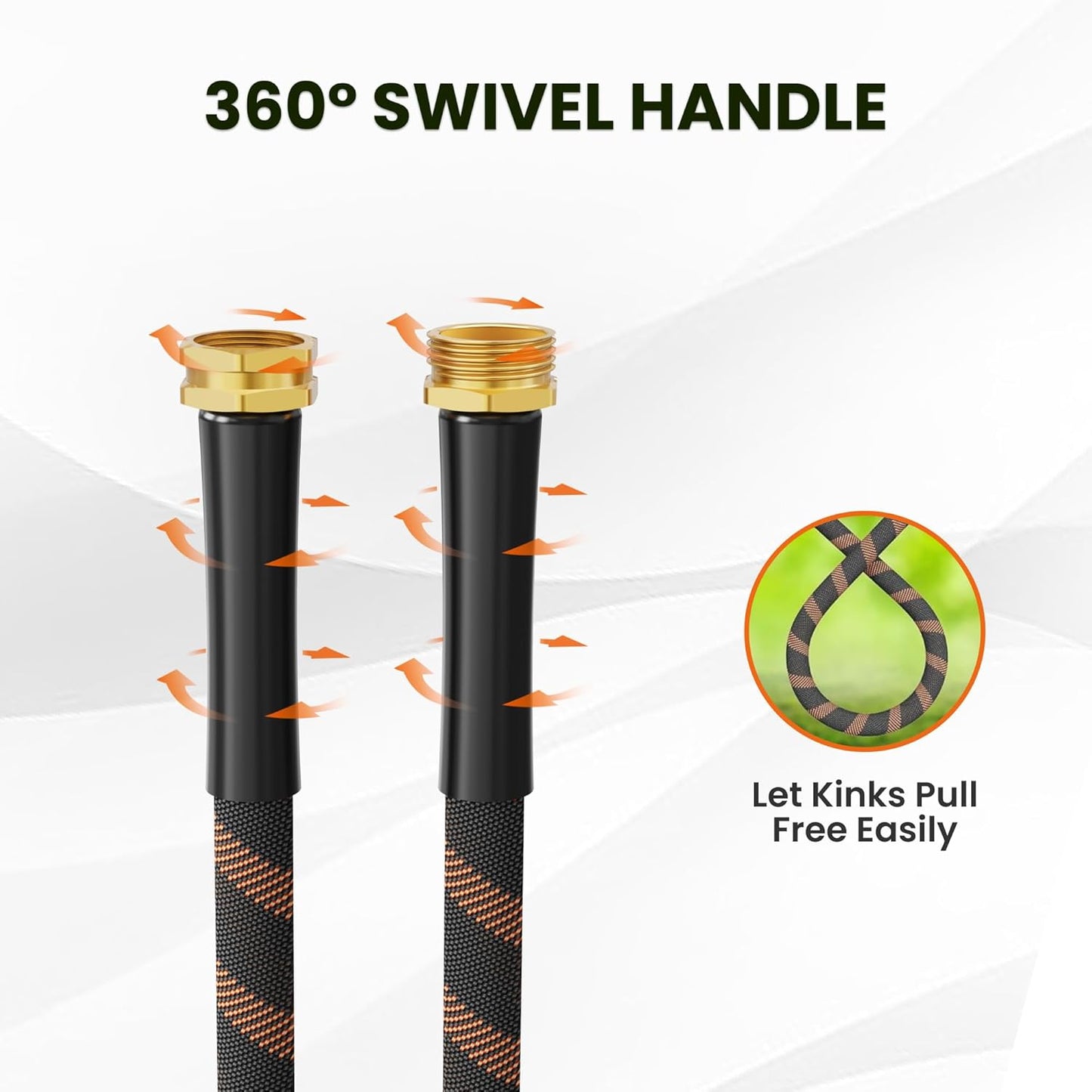 Giraffe Tools Garden Hose 100FT Non-Expandable Lightweight Flexible Water Hoses Burst 600 psi with 9 Spray Function Nozzle Heavy Duty Hose