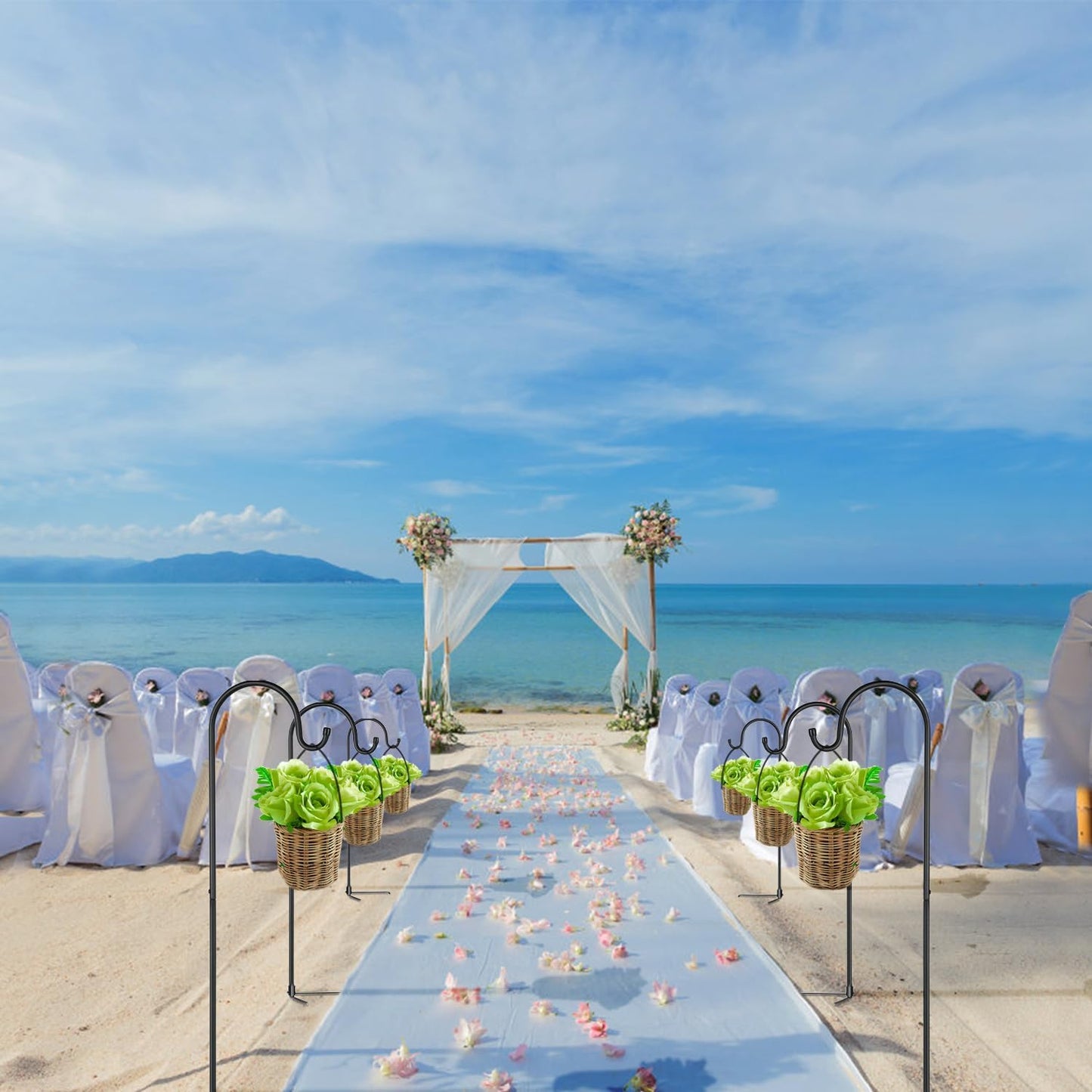 GOFORWILD Shepherd Hook 4 Pack Adjustable, 49 inches Tall, Made of Premium Metal for Garden Decor, Plant Hanger, Lantern Hook, Solar Light Hanging, 7014