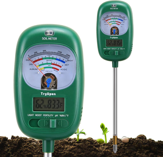 7-in-one Soil Test Kit, Soil Moisture Meter/Soil ph Meter/Fertility Soil Tester, Soil Hygrometer for Garden, Farm, Plant, Outdoor, Indoor, Lawn Care Moisture Meter for Hous Plants (No Battery Needed)