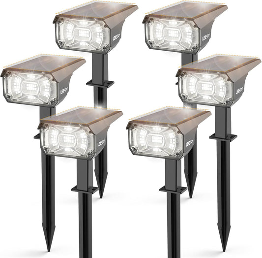 Solar Lights Outdoor Waterproof Landscape Lights, 40 LEDs Solar Spot Light Outdoor Spotlights with 3 Light Modes, USB & Solar Powered Garden Yard Wall Lights Auto On/Off for Patio 6 Pack