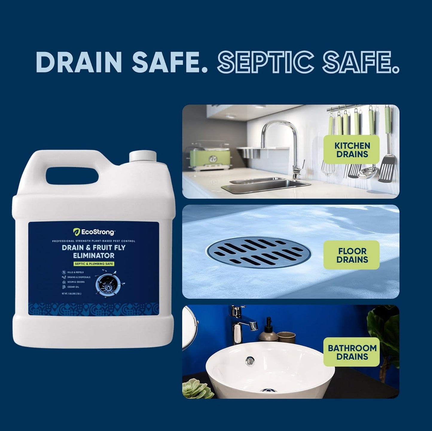 Fruit Fly Drain Treatment | Drain Fly Eliminator | Eliminates Gnats, Sewer Flies and More - Works in All Drains - 256 Fl Oz