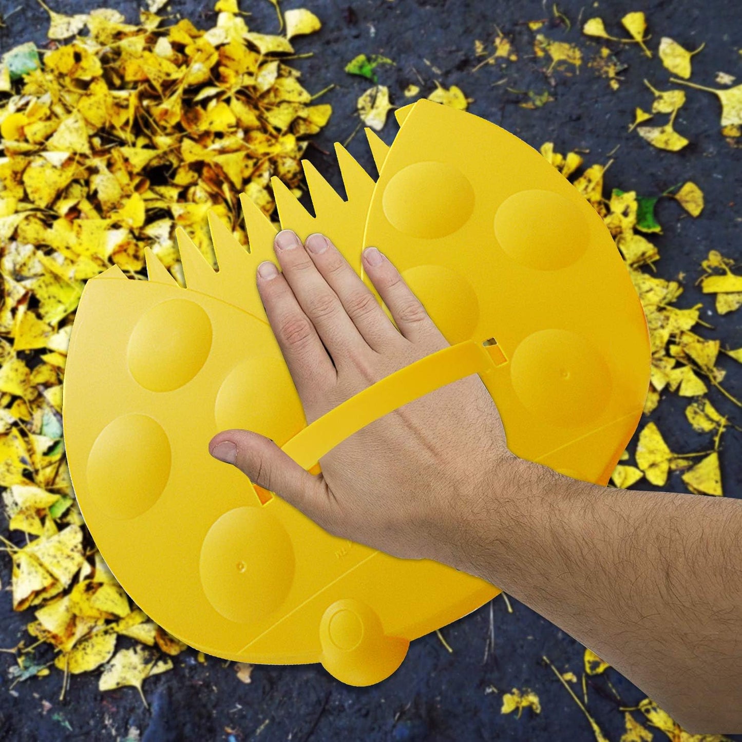 GardenHOME Garden and Yard Leaf Scoops/Hand Rakes with Adjustable Handles Large Sized Multi-use for Leaves, Lawn and Trash Pick-Up, Yellow