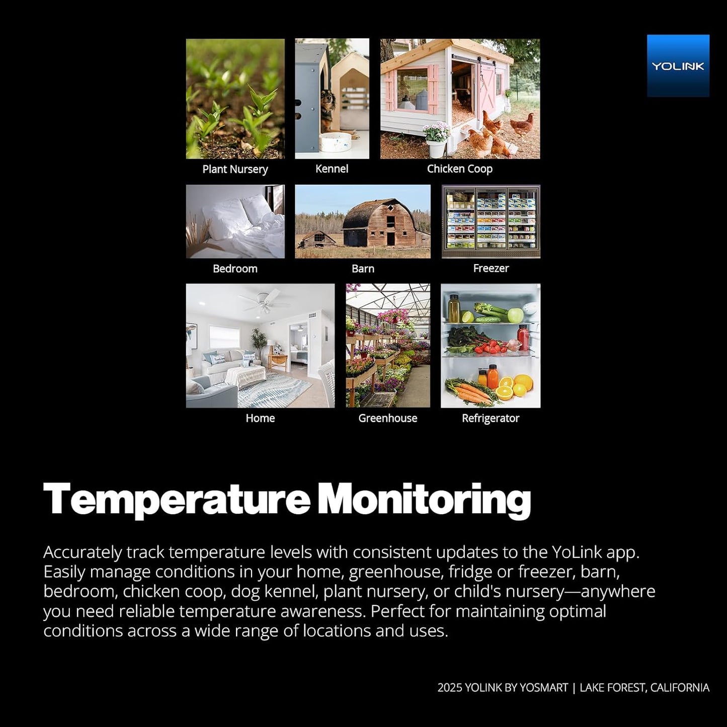YoLink Smart Freezer Thermometer, LoRa Wireless Fridge Temperature Sensor 3-Pack, Ideal for Refrigerator, Freezer, Greenhouse, Pet Cage, App & SMS Alerts, 5-Year Battery, Hub Requied