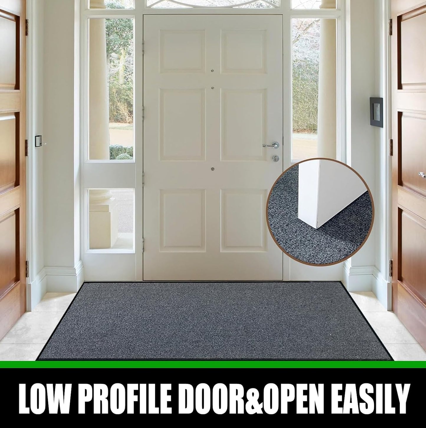 Commercial Grade Entrance Mat 3x5Ft Brush Step Entrance Rug with Striped Pattern&Rubber Border Indoor Outdoor Low Profile Rubber Entry Carpet Mat for Hallway,Home,High Traffic Area