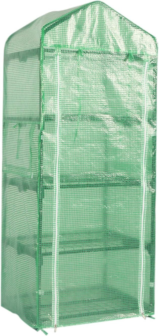 Oneness Mini 4-Tier Greenhouse, Indoor and Outdoor Reusable Portable Warm House with Green PVC Cover and Metal Shelf for Seeding in All Season, 29.5”W x 19.7”D x 62.2”H