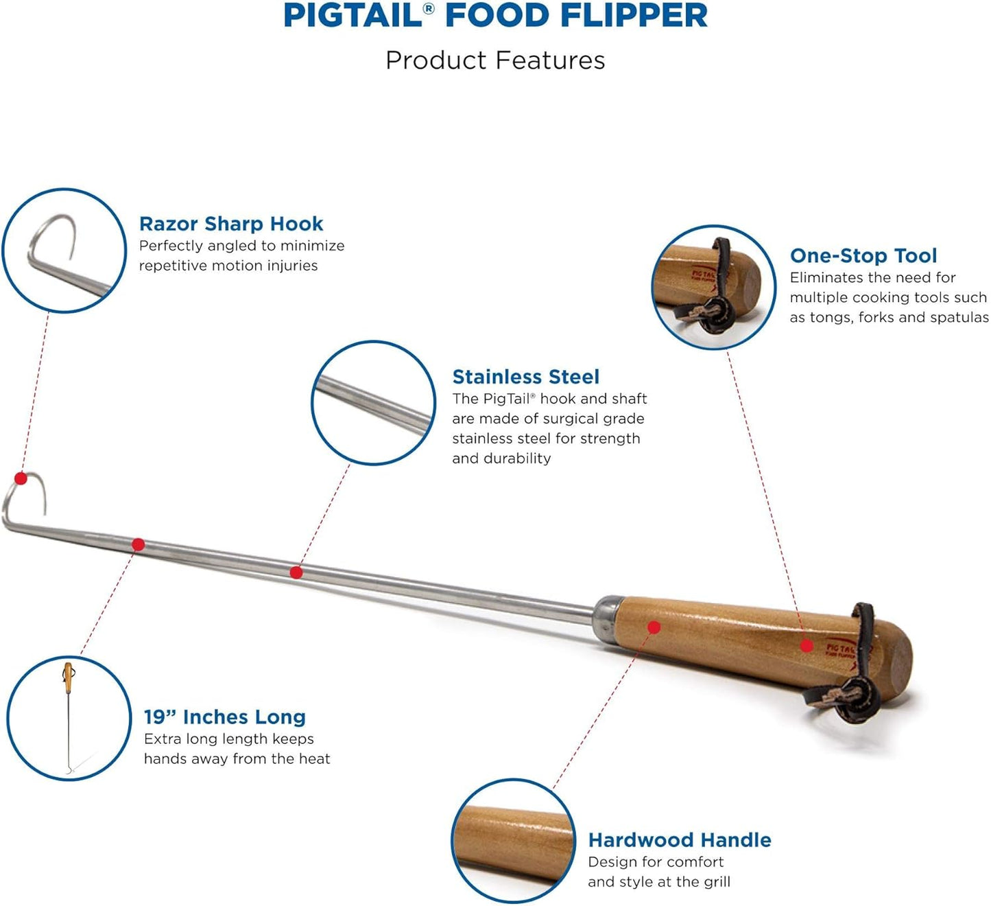 Single 19" PigTail Food Flipper
