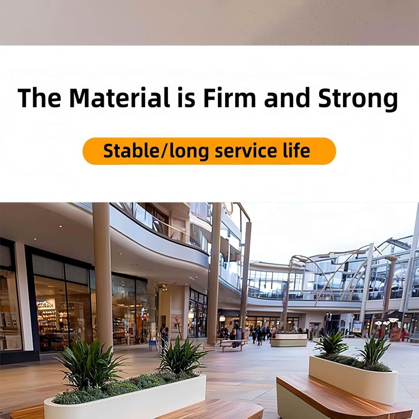 Outdoor Bench - Modern Outdoor Park Planter Bench Includes Luxurious and Simple Flower Box & Wooden Seating Area for Commercial Plaza,Food Court(47.24IN)