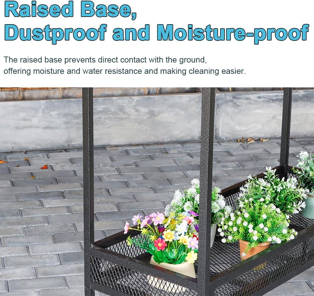 2-Tier Metal Plant Stand - Indoor/Outdoor Aluminum Shelf with Universal Wheel - Aesthetic Display Rack for Multiple Plants - Ideal for Lawn, Garden, Balcony, and Patio