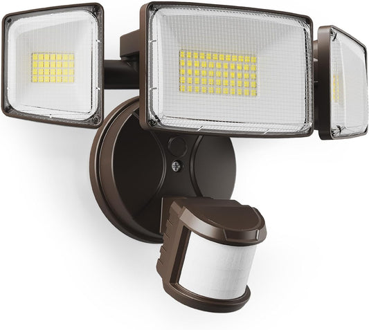 Onforu 75W LED Motion Sensor Outdoor Lights, Dusk to Dawn Flood Light Outdoor Motion Sensor, Hardwired Security Lights Floodlights Outside 7500LM 6500K Daylight IP65 Waterproof (Brown)